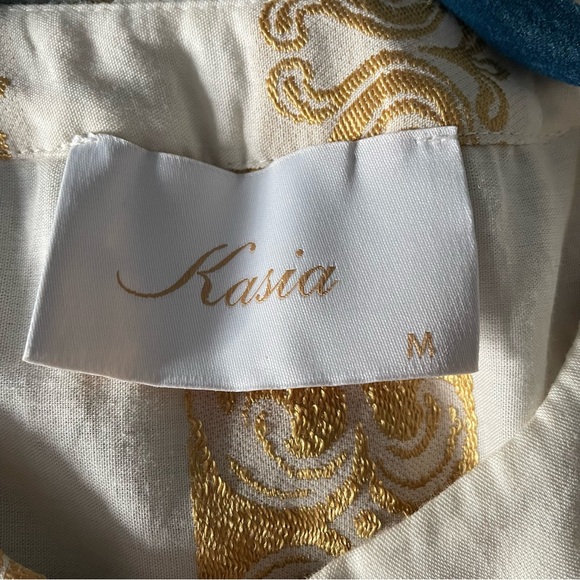 Kasia Resort Wear Maxi Dress Agatha White Gold Metallic Greece Boho Beach Gypsy - Picture 6 of 10